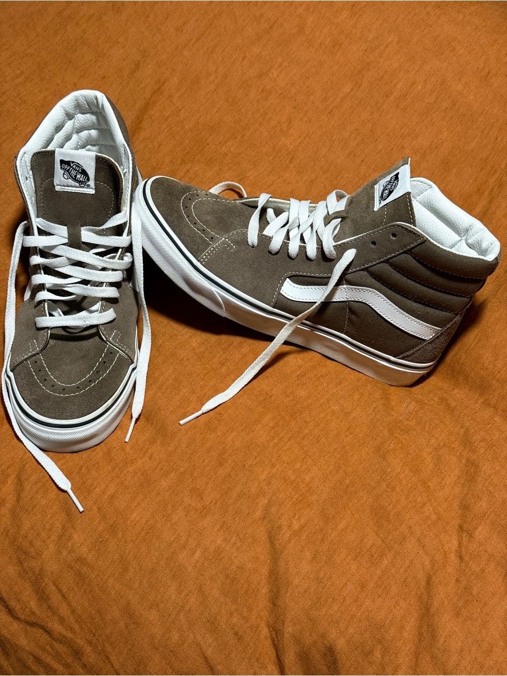 Vans High-Top Sneakers in Brown and White